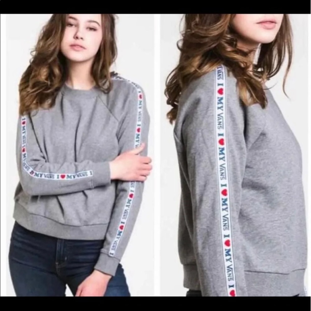 Vans Grey Crewneck “I ❤️ My Vans” New‎ With Tags Womans XS , SM , Med , Large